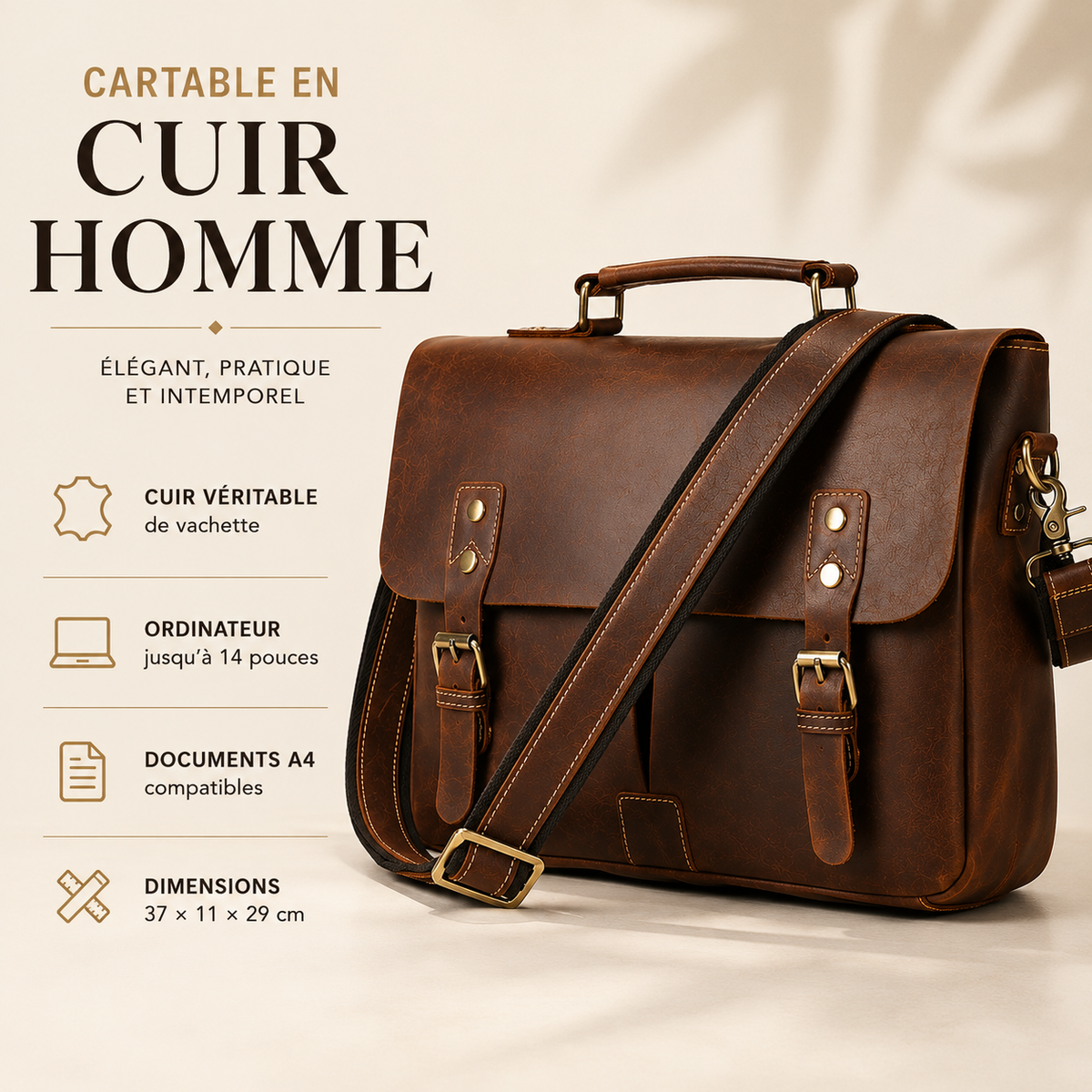 Cartable Cuir marron