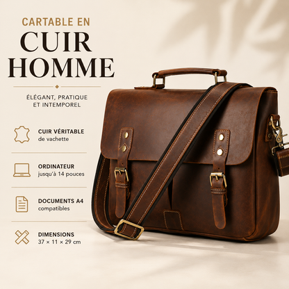 Cartable Cuir marron