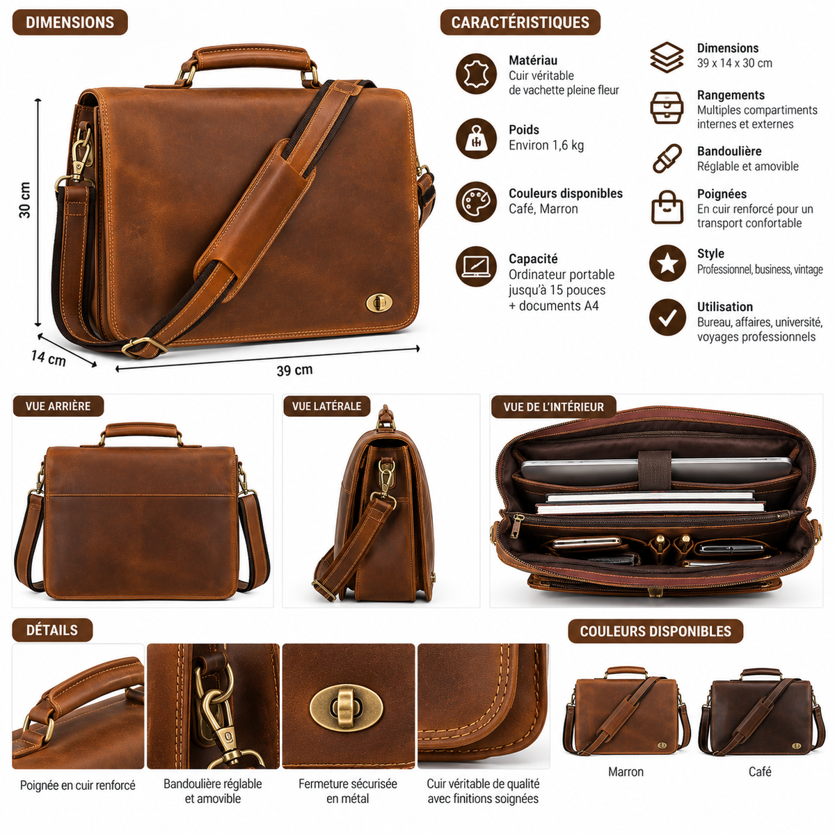 Sac Homme Ordinateur Cuir