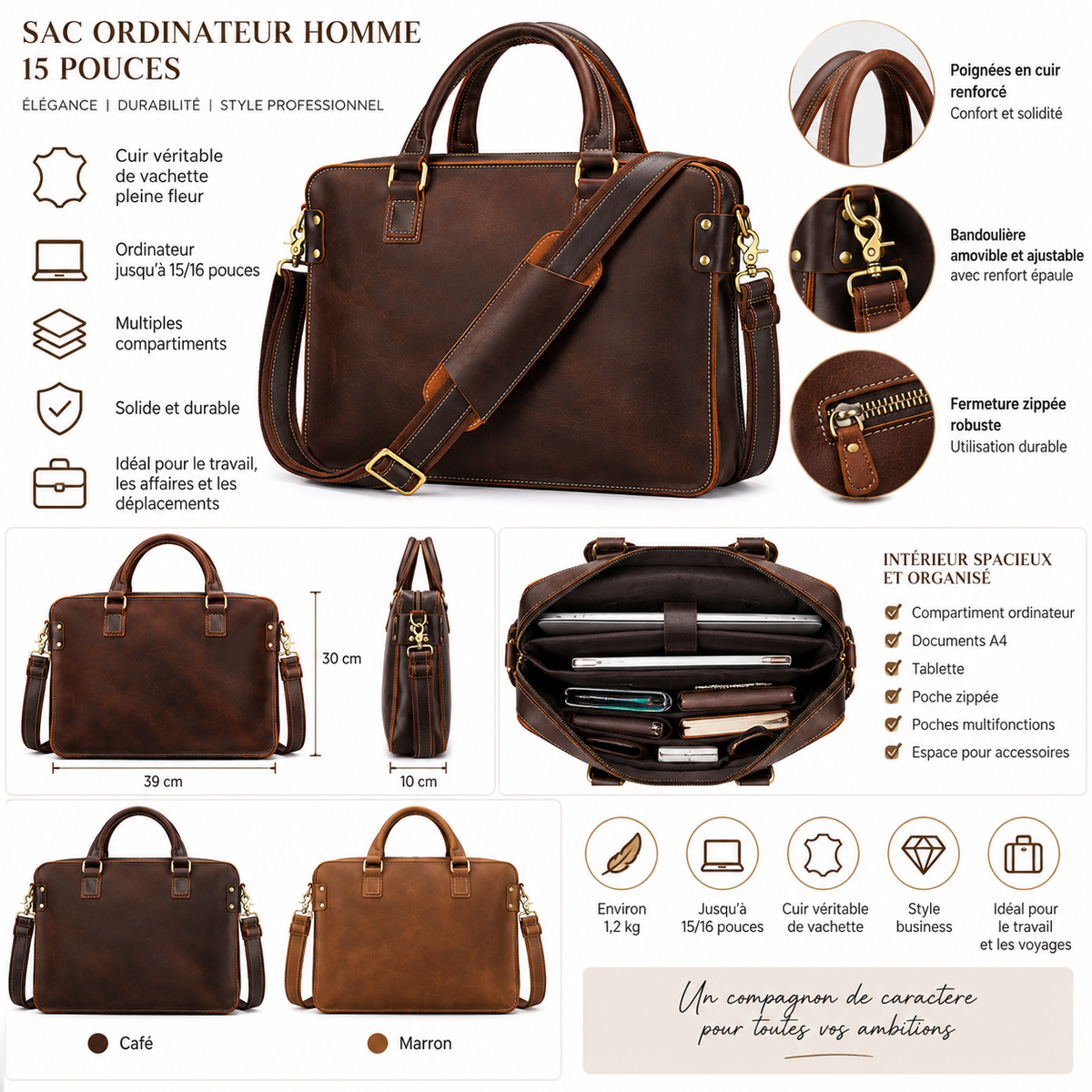 Sac Ordinateur Homme 15 Pouces