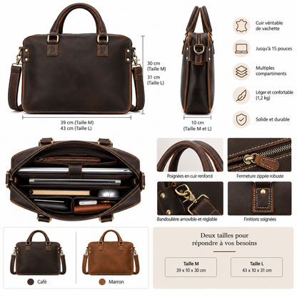 Sac Ordinateur 15 Pouces Homme Cuir