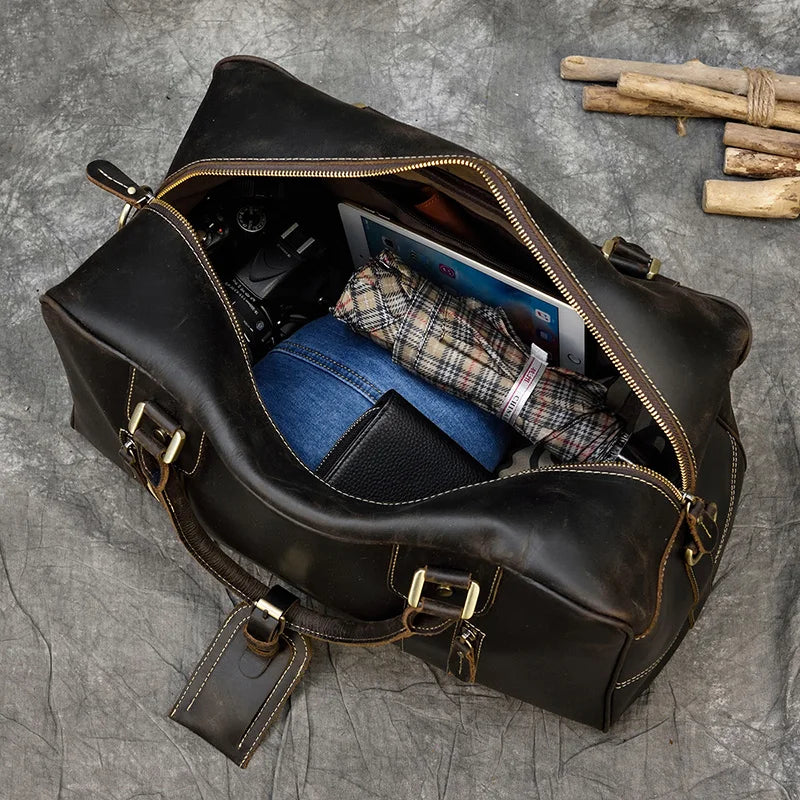 Sac de Voyage Cuir Marron Homme
