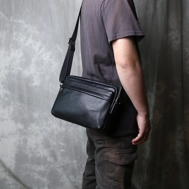 Sac Cuir Noir Besace