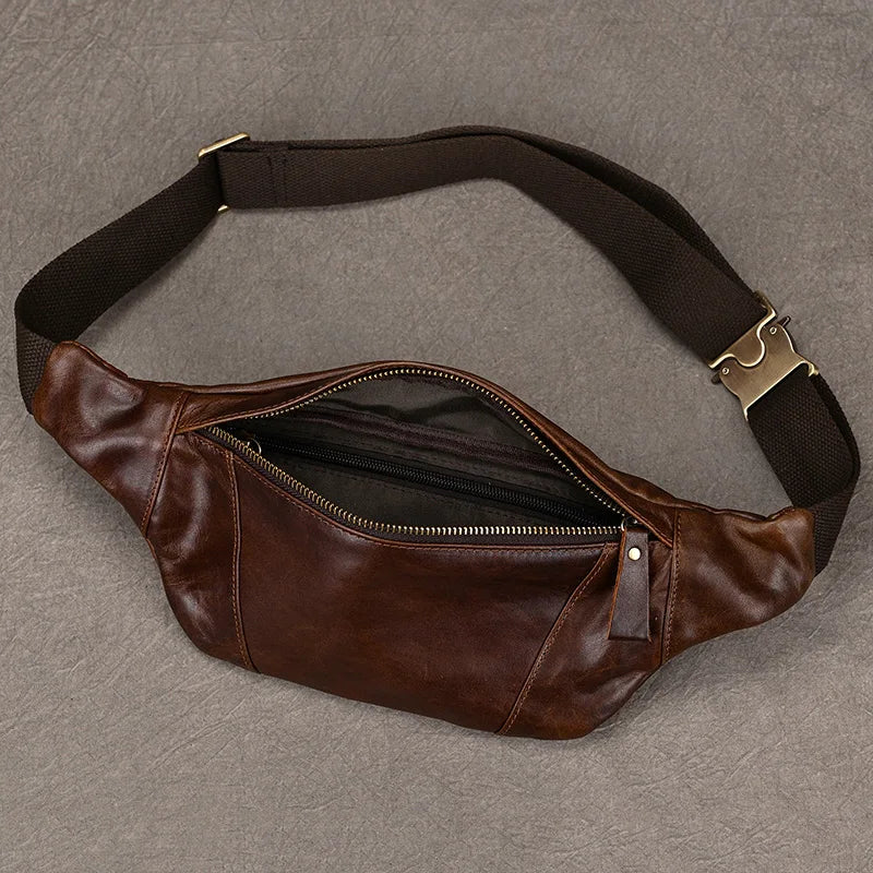 Sacoche Banane Cuir Noir