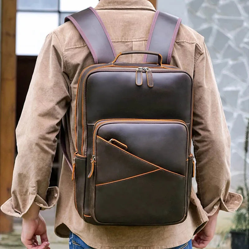 Sac a Dos Cuir Marron Homme