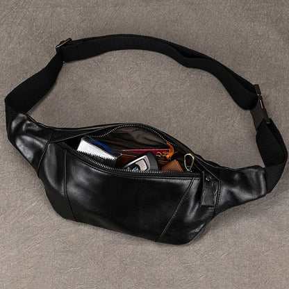 Sacoche Banane Cuir Noir