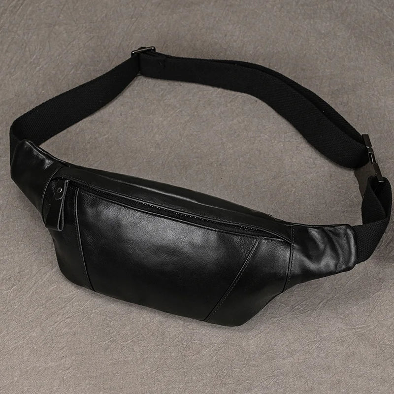 Sacoche Banane Cuir Noir