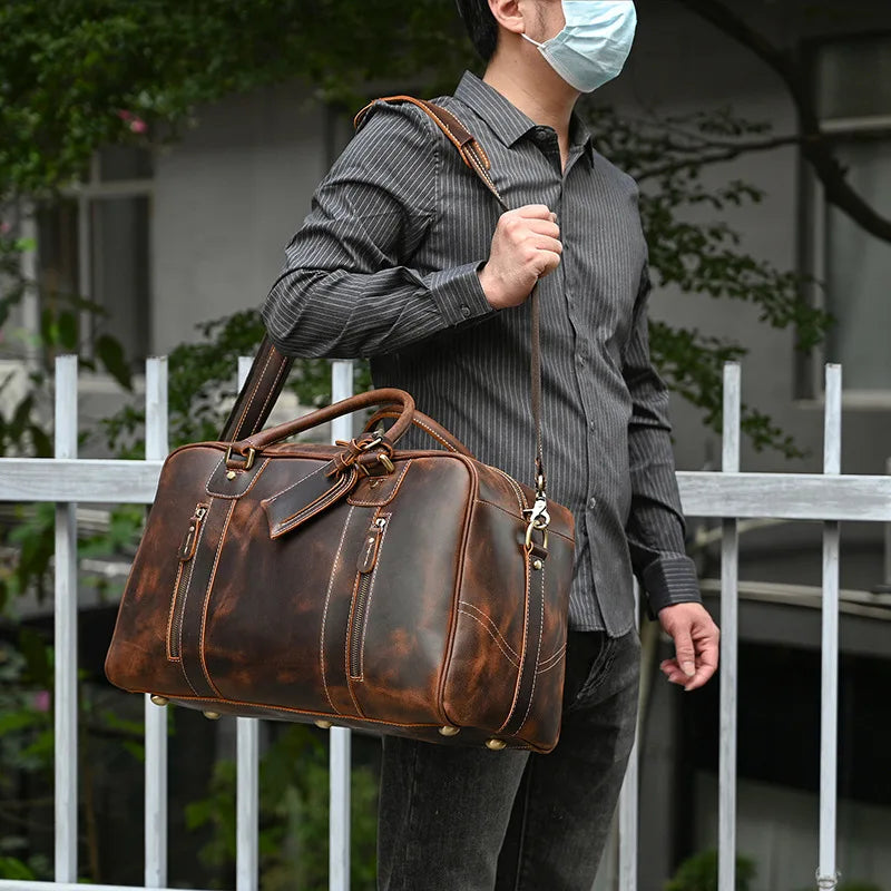 Sac de Voyage Cuir Marron Homme