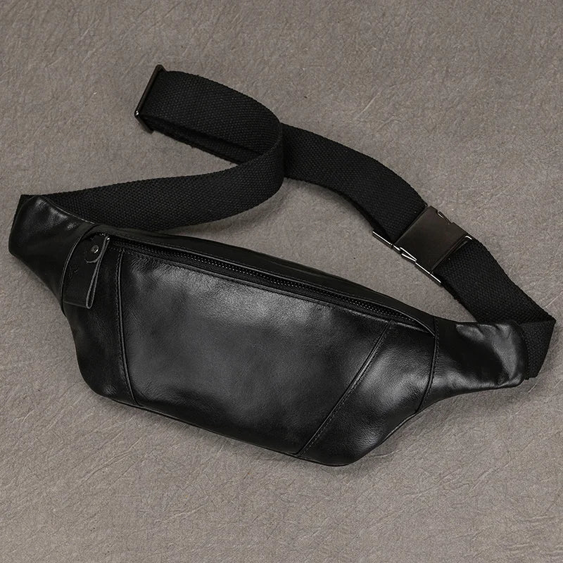 Sacoche Banane Cuir Noir