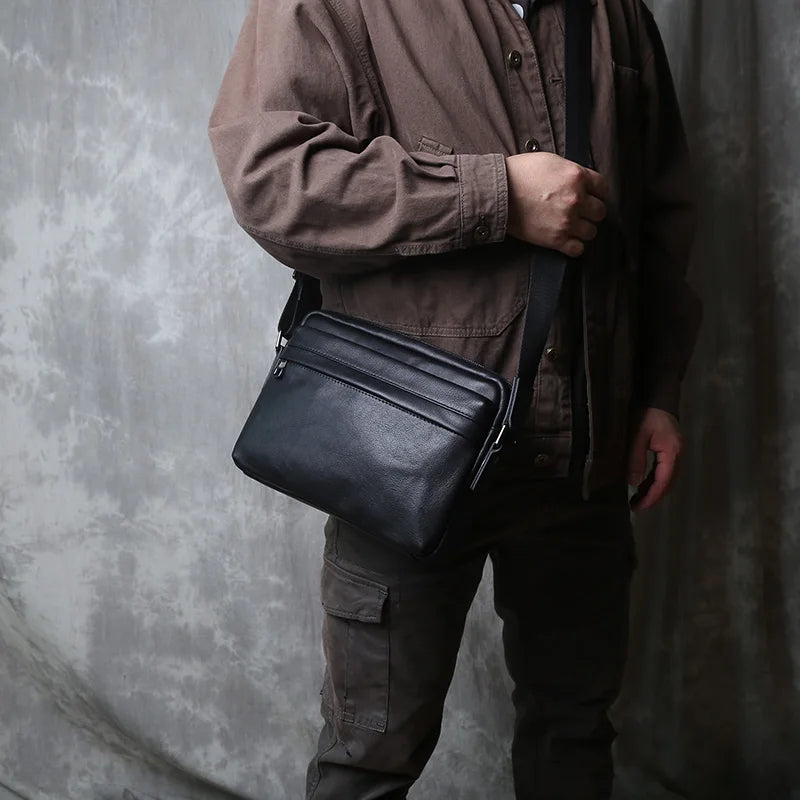 Sac Cuir Noir Besace