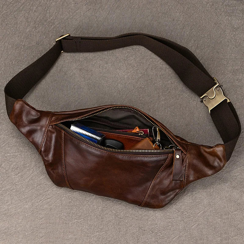 Sacoche Banane Cuir Noir