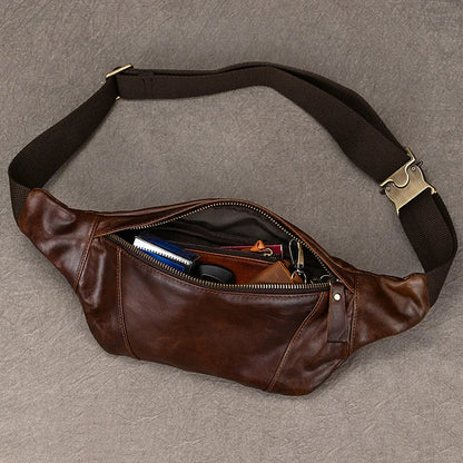 Sacoche Banane Cuir Noir