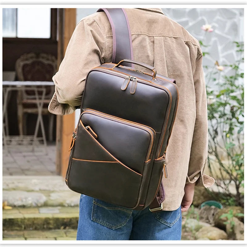 Sac a Dos Cuir Marron Homme