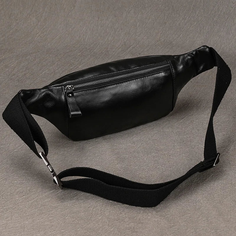 Sacoche Banane Cuir Noir