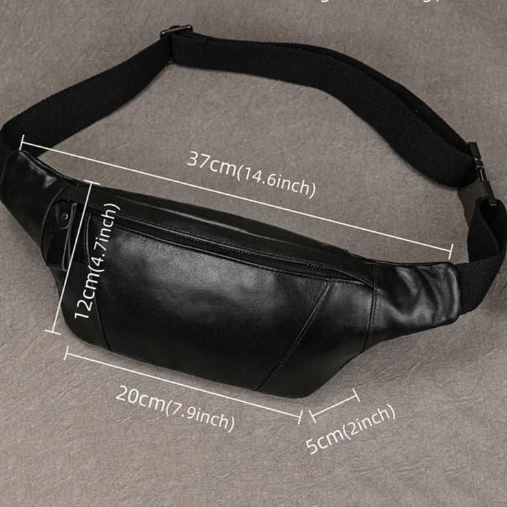 Sacoche Banane Cuir Noir