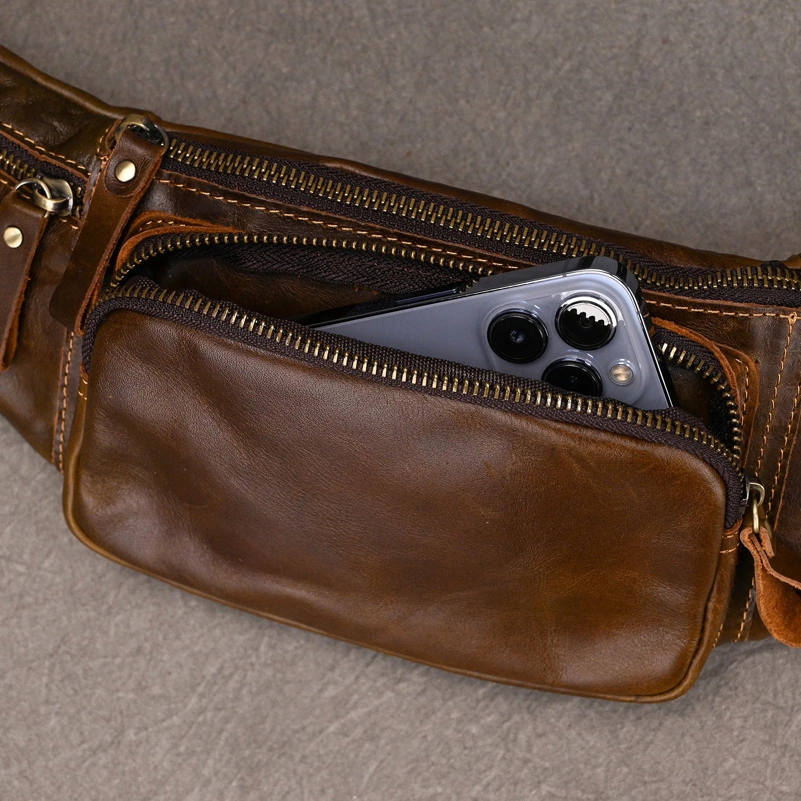 Sac Banane Homme Cuir Noir