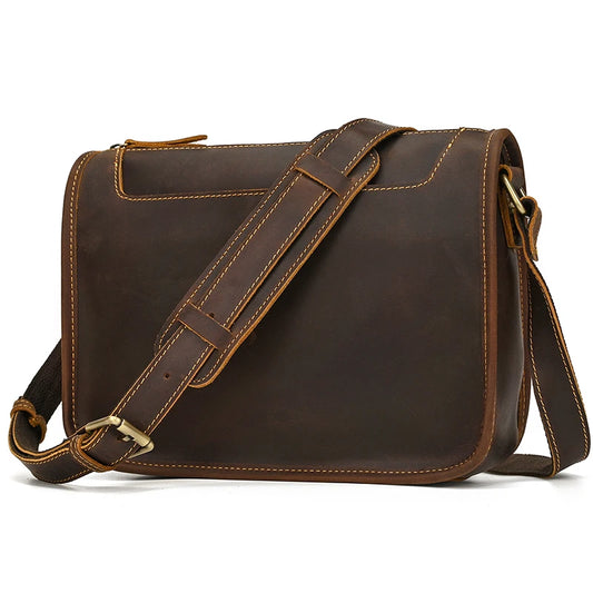 Sac Bandoulière Cuir Marron Homme