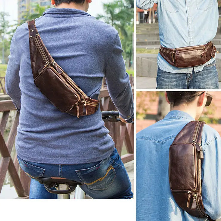 Sac Banane Homme Cuir Noir